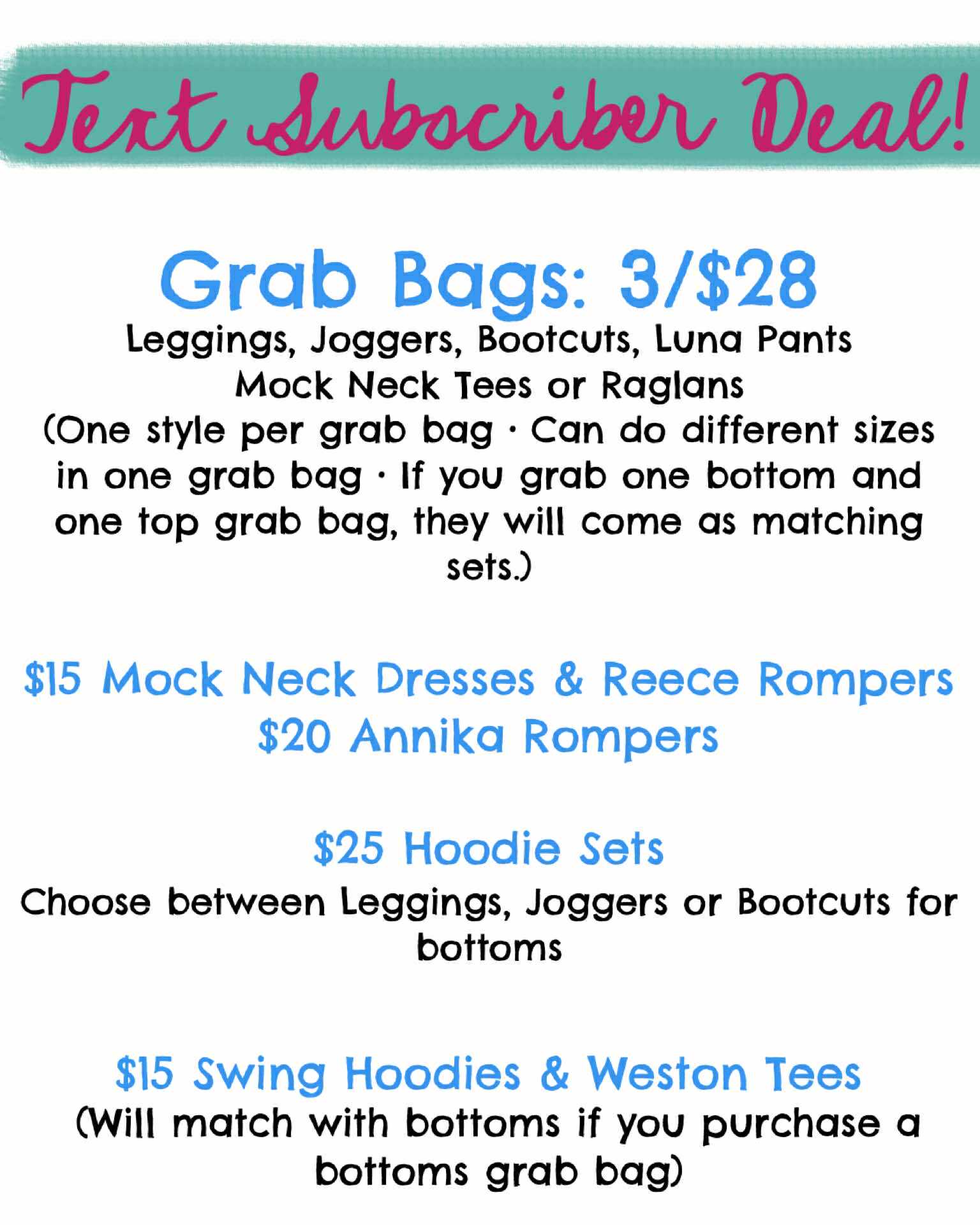 Text Subscriber Deal!
