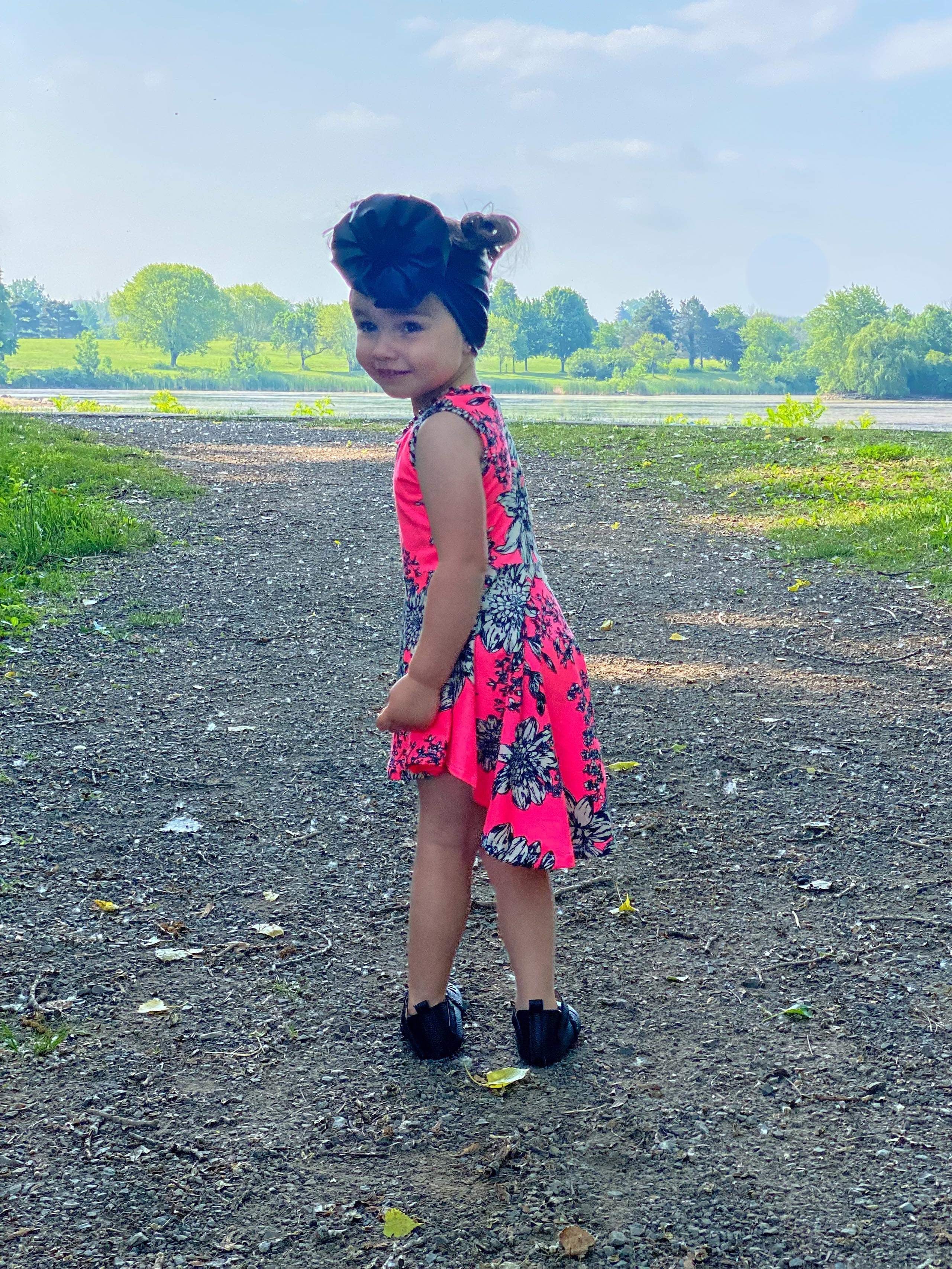 Neon Pink and Black Floral