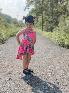 Neon Pink and Black Floral