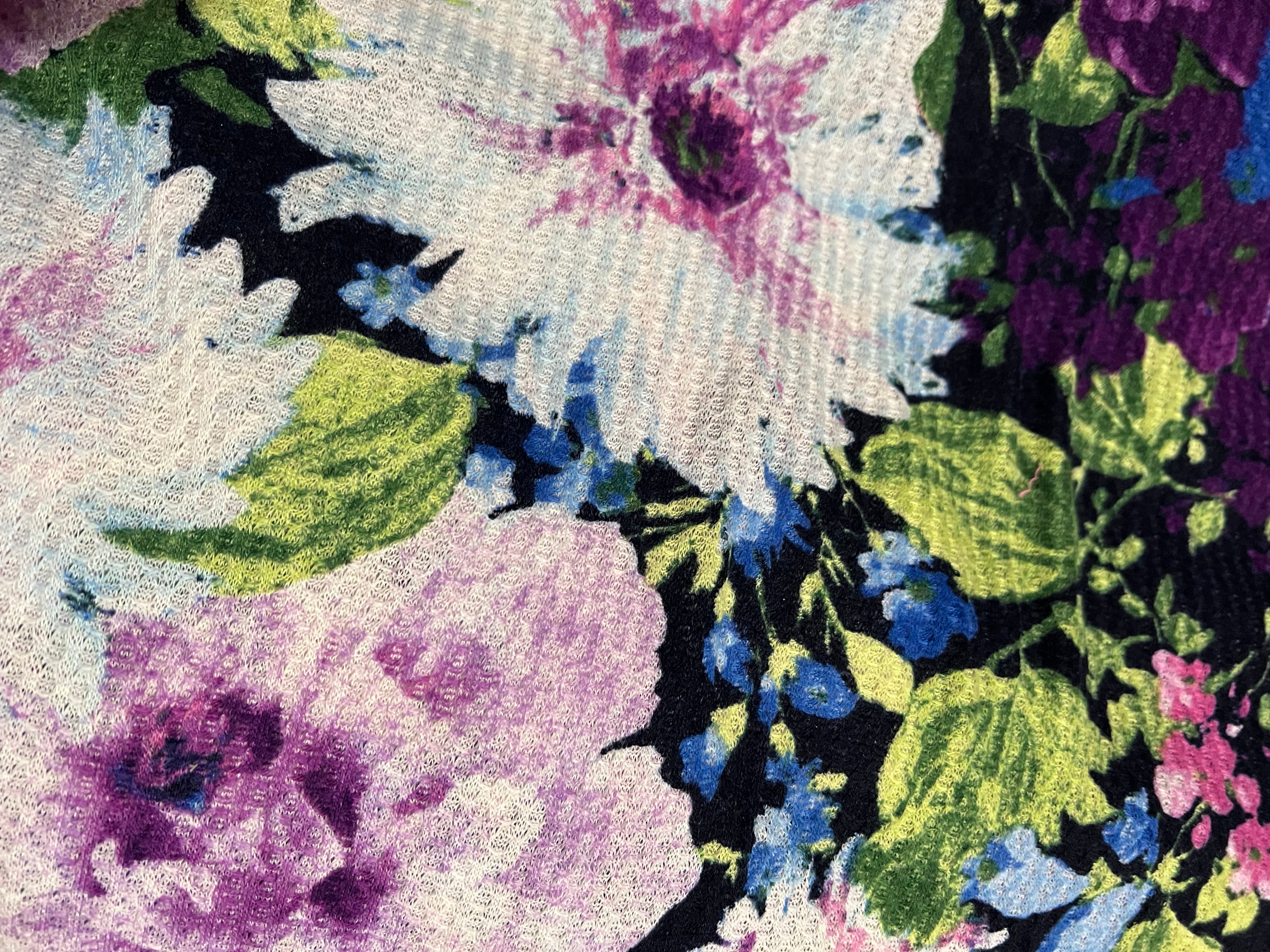 Navy and Purple Floral Waffle