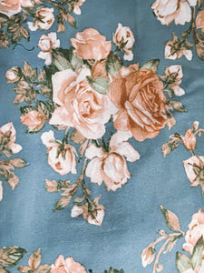 Denim Blue & Peach Roses
