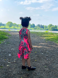 Neon Pink and Black Floral